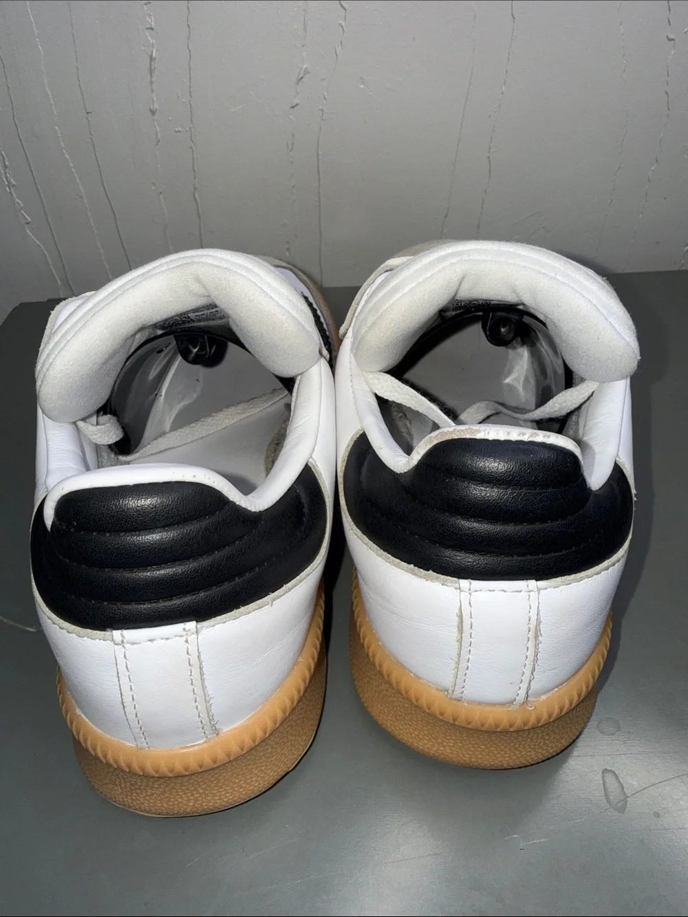 adidas White & Black Leather Sneakers with Gum Outsole